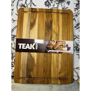 Teak Haus The Marine Collection NWT Teak Wood Cutting Board Juice Canal